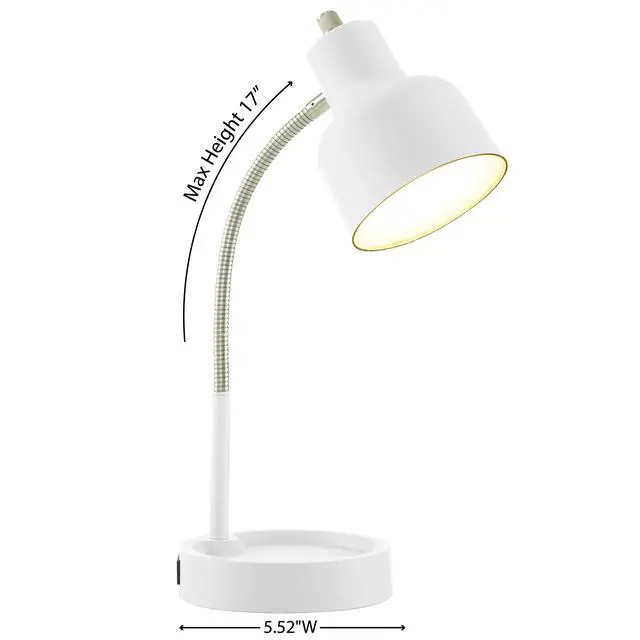 Alt view image 2 of 6 - Mainstays 17" LED Catch-All Base & AC Outlet Adjustable Flexible Desk Lamp