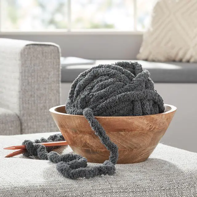 Alt view image 5 of 6 - Mainstays Chunky Chenille Yarn, 31.7 yd, Charcoal Grey, 100% Polyester, Super Bulky