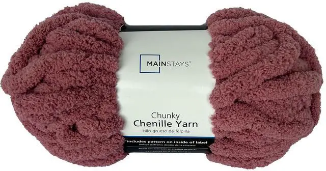 Main image of Mainstays Chunky Chenille Yarn, 31.7 yd, Rose, 100% Polyester, Super Bulky