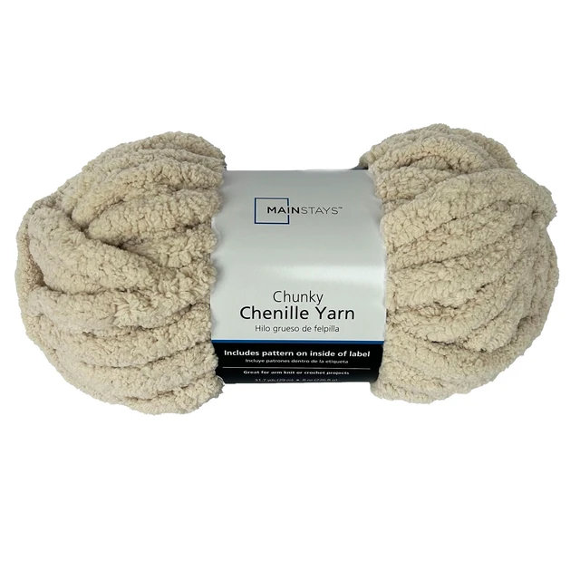 Alt view image 5 of 7 - Mainstays Chunky Chenille Yarn, 31.7 yd, Stone, 100 Polyester, Super Bulky