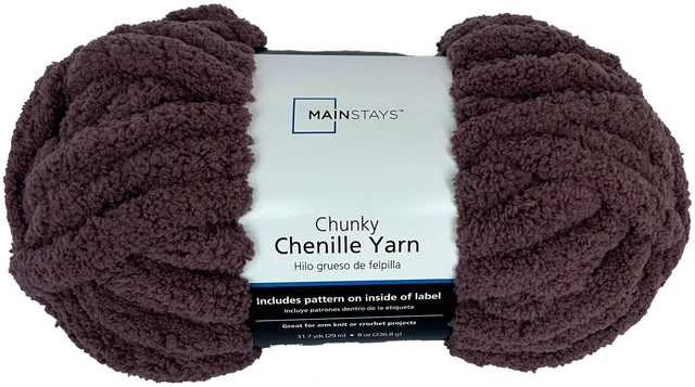 Main image of Mainstays Chunky Chenille Yarn, 31.7 yd, Purple, 100% Polyester, Super Bulky