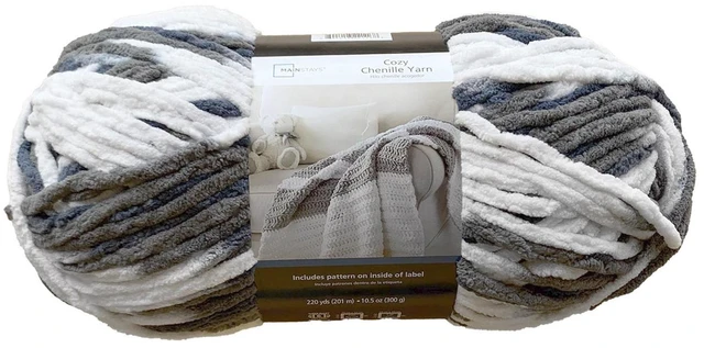 Main image of Mainstays Cozy Chenille Yarn, 220 yd, Multi-Blue, 100% Polyester, Bulky