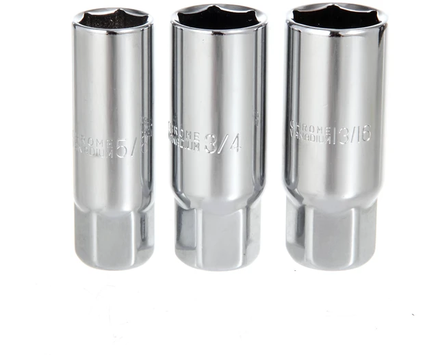 Alt view image 2 of 5 - Hyper Tough Spark Plug Socket Set for Garden Tools, Motorcycles, Cars and Trucks - 3 Piece