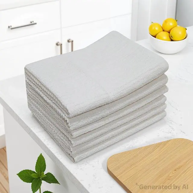 Alt view image 4 of 4 - Mainstays 6-Piece Bar Mop Kitchen Towel Set, White