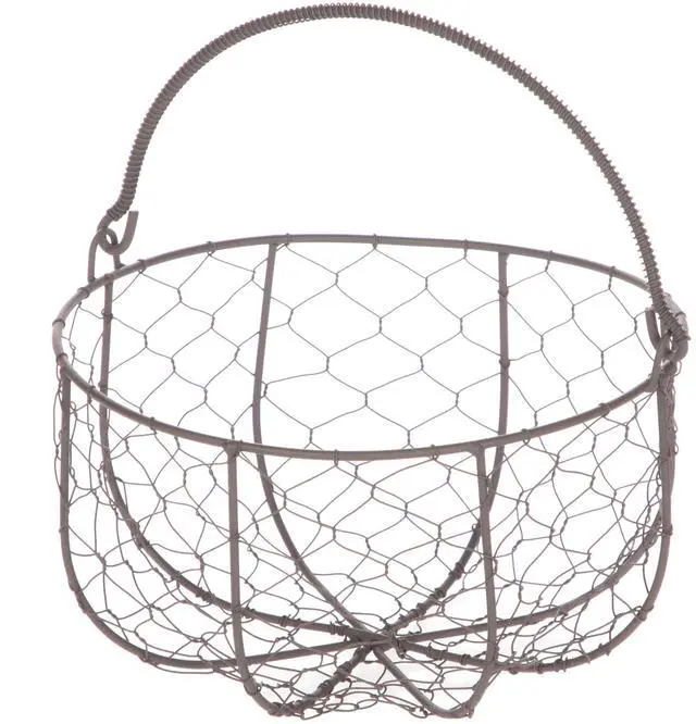 Main image of Mainstays Brown Chicken Wire Storage Basket with Moveable Handle, 4.5 in H x 8.375 in D