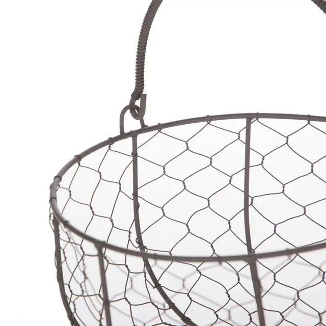 Alt view image 3 of 6 - Mainstays Brown Chicken Wire Storage Basket with Moveable Handle, 4.5 in H x 8.375 in D