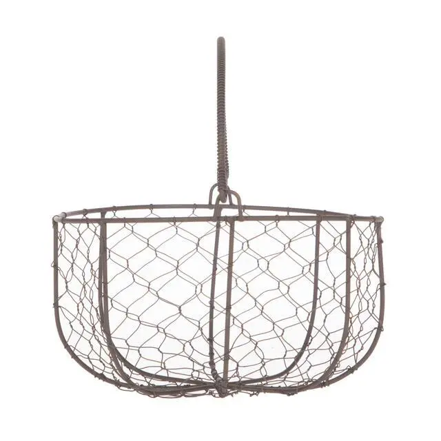 Alt view image 5 of 6 - Mainstays Brown Chicken Wire Storage Basket with Moveable Handle, 4.5 in H x 8.375 in D