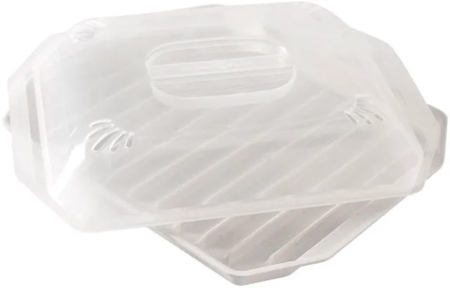 Alt view image 4 of 5 - Nordic Ware Microwave Safe Covered Plastic Bacon Rack with Lid, White, 2 Pieces