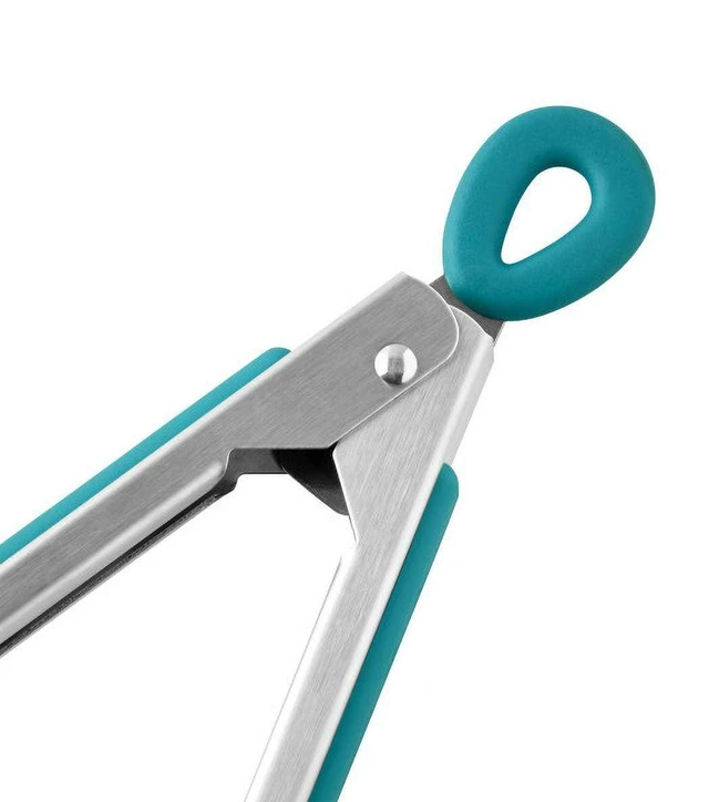 Alt view image 2 of 2 - The Pioneer Woman 12-Inch Silicone and Stainless Steel Locking Tongs, Deep Teal