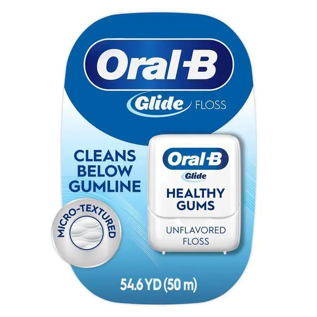 Alt view image 3 of 6 - (2 pack) Oral-B Floss, Glide Healthy Gums Unflavored Dental Floss, Smooth, Strong, Shred Resistant 50m
