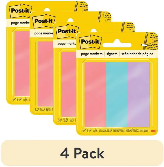 Main image of (4 pack) Post-it Page Markers, Assorted Colors , 1 in. x 3 in., 3 Pads