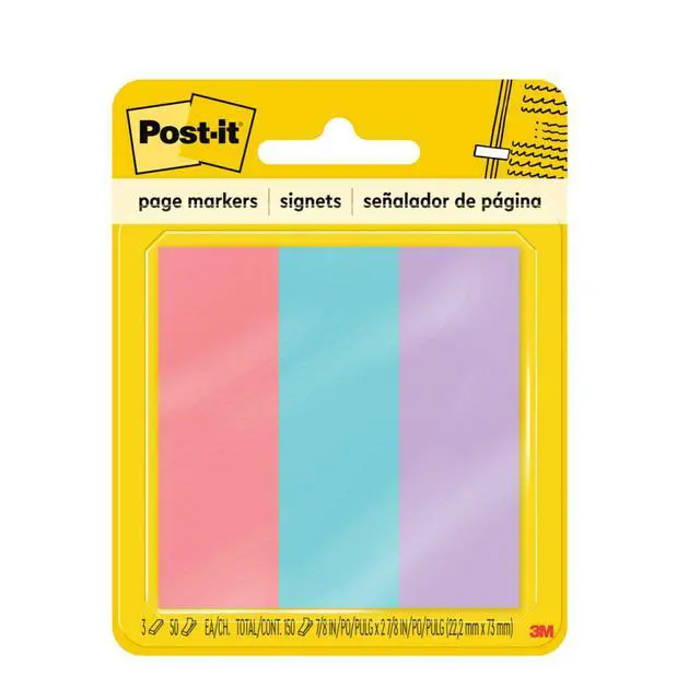 Alt view image 3 of 5 - (4 pack) Post-it Page Markers, Assorted Colors , 1 in. x 3 in., 3 Pads