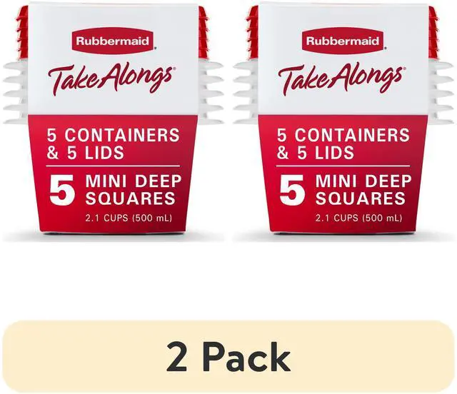 Main image of (2 pack) Rubbermaid 2.1 cups Clear Food Storage Container, 5-Pack