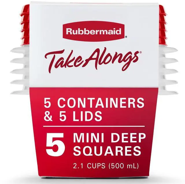 Alt view image 2 of 6 - (2 pack) Rubbermaid 2.1 cups Clear Food Storage Container, 5-Pack