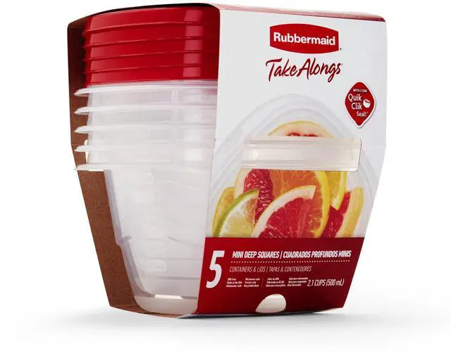 Alt view image 6 of 6 - (2 pack) Rubbermaid 2.1 cups Clear Food Storage Container, 5-Pack