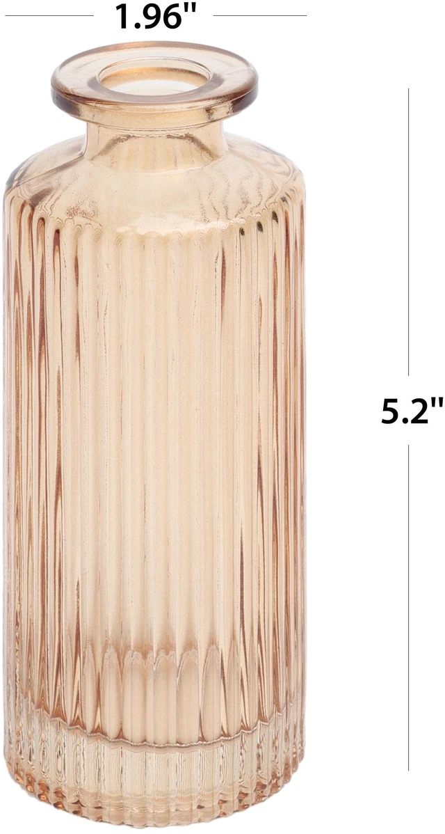 Alt view image 5 of 5 - (2 pack) Mainstays Mini Ribbed Translucent Glass Tabletop Indoor Vase, 5.2", Champagne