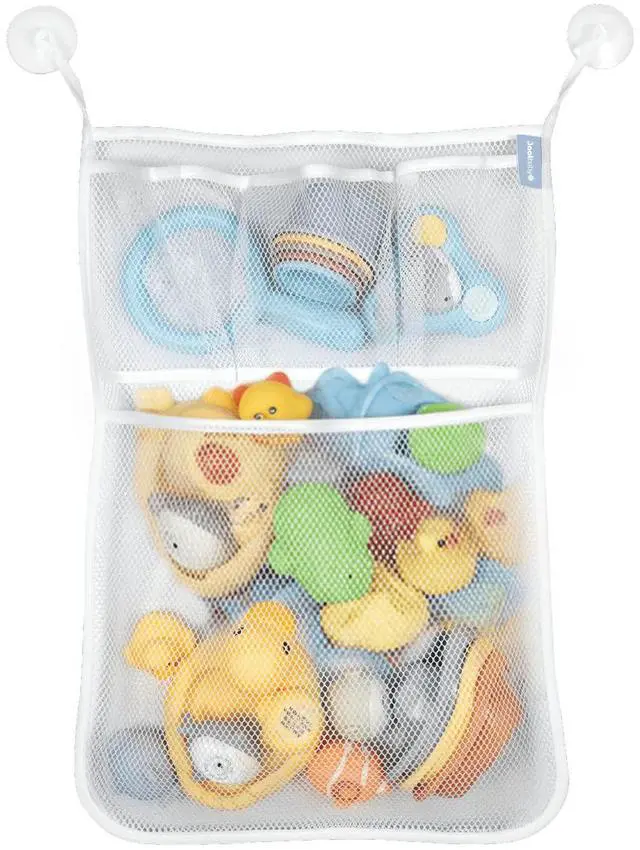 Main image of Jool Baby Tub Time Bath Toy Organizer, Mesh Storage Bag with Suction Cups, White, 14 x 20