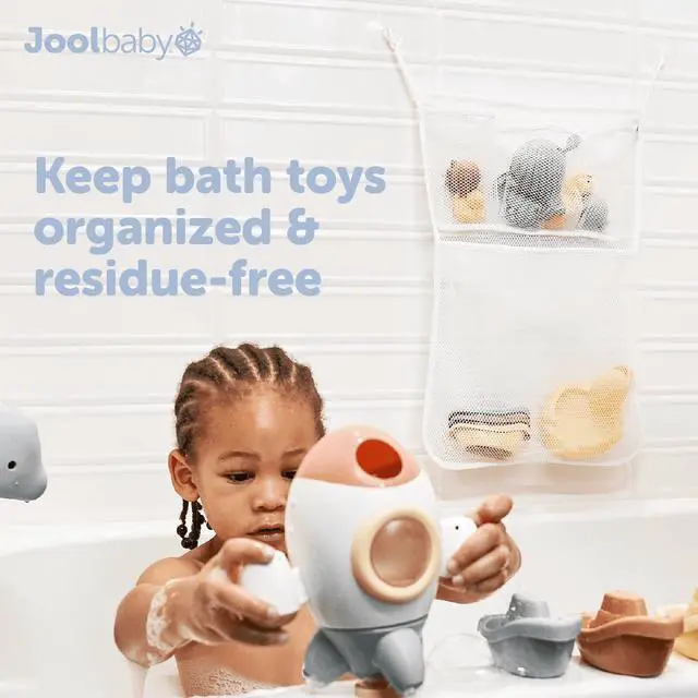 Alt view image 2 of 7 - Jool Baby Tub Time Bath Toy Organizer, Mesh Storage Bag with Suction Cups, White, 14 x 20