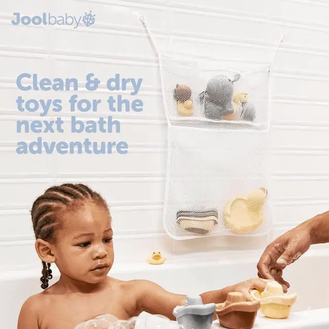 Alt view image 3 of 7 - Jool Baby Tub Time Bath Toy Organizer, Mesh Storage Bag with Suction Cups, White, 14 x 20