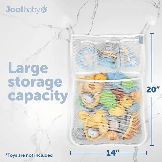 Alt view image 7 of 7 - Jool Baby Tub Time Bath Toy Organizer, Mesh Storage Bag with Suction Cups, White, 14 x 20
