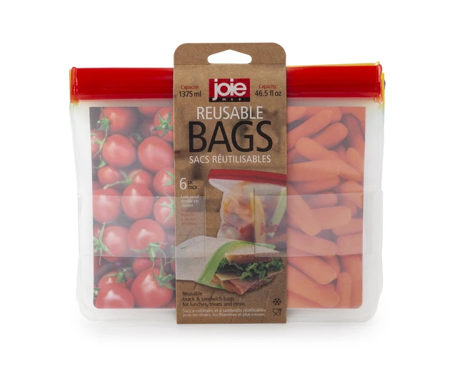Alt view image 5 of 5 - Joie Rainbow Reusable Snack Bags, Assorted Pack of 6 Leak-Proof Snack Bags for and Meals on the Go