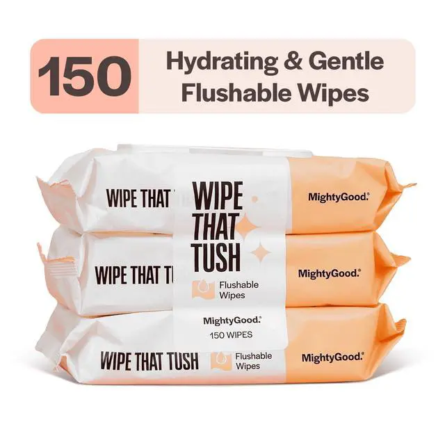 Main image of Wipe that Tush Flushable Wipes, Aloe & Vitamin E Infused, Fragrance-Free, 3 Packs of 50 Wipes, 150 Total