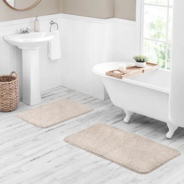 Alt view image 2 of 5 - Mainstays Basic Polyester Bath Rug, Tan, 20 in x 32 in