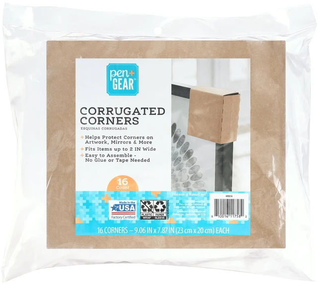 Main image of Pen+Gear Corrugated Corners, Corner Protection, Moving & Storage, 4" x 4", Kraft, 16 Count