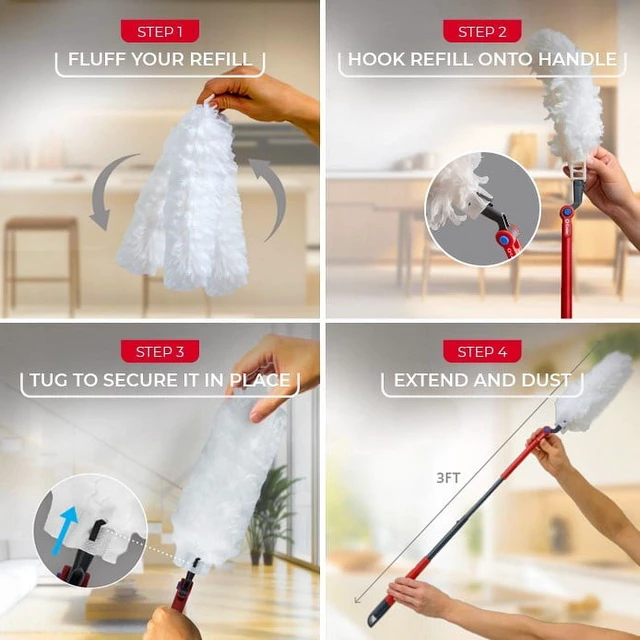 Alt view image 2 of 6 - O-Cedar Flex & Catch Heavy Duty Dusting Mop Head Replacements, 5 Count