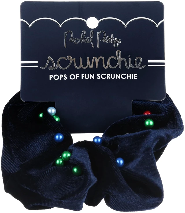 Main image of Packed Party Pops of Fun Navy Jumbo Velvet Hair Scrunchie, Ponytail Holder