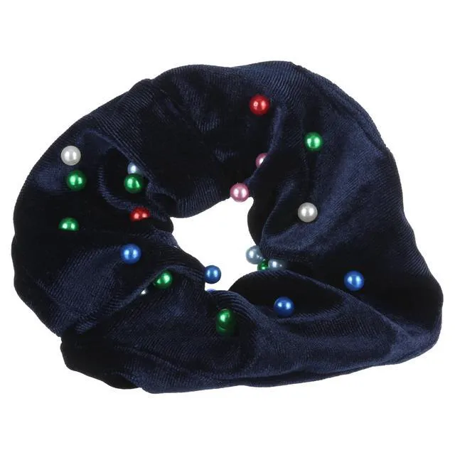 Alt view image 4 of 7 - Packed Party Pops of Fun Navy Jumbo Velvet Hair Scrunchie, Ponytail Holder