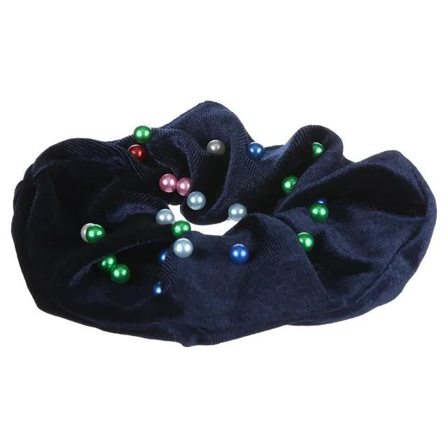 Alt view image 6 of 7 - Packed Party Pops of Fun Navy Jumbo Velvet Hair Scrunchie, Ponytail Holder