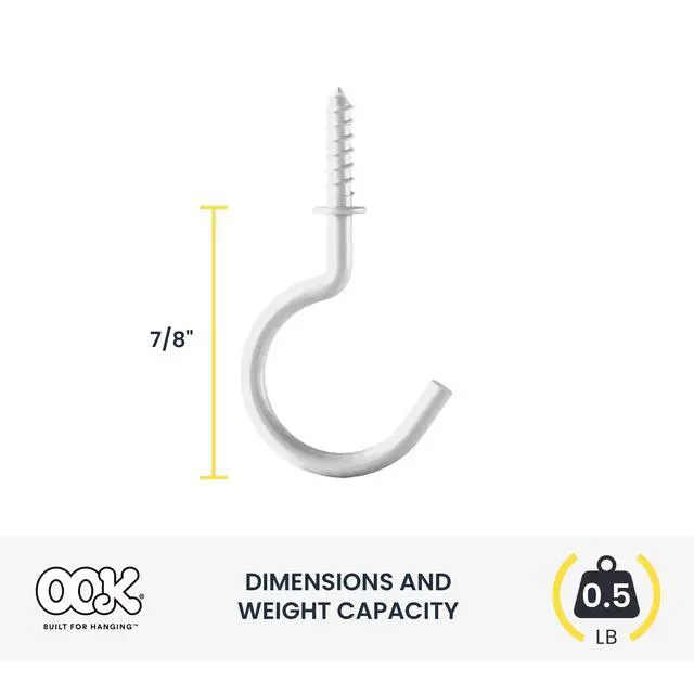 Alt view image 2 of 5 - Ook Cup Hangers, Cup Hook Assortment, Various Sizes and Colors, Steel, Brass / Zinc Finish / White / White Vinyl Finish, 55 pack