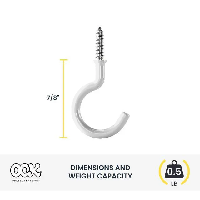 Alt view image 5 of 5 - Ook Cup Hangers, Cup Hook Assortment, Various Sizes and Colors, Steel, Brass / Zinc Finish / White / White Vinyl Finish, 55 pack