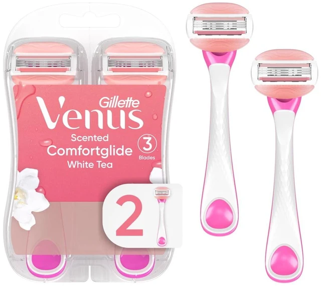 Main image of Venus ComfortGlide 3 White Tea Women's 3 Blade Disposable Razor, 2 count, Pink