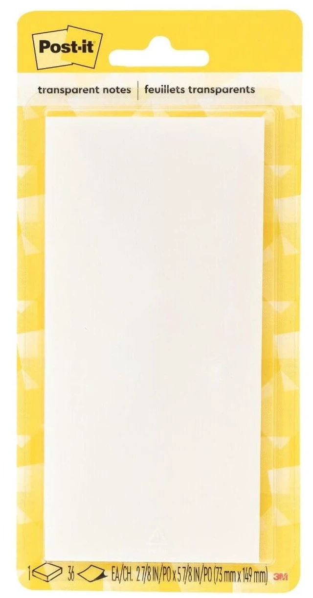 Main image of Post-it Transparent Sticky Notes, 2 7/8 in. x 5 7/8 in., 1 Pad