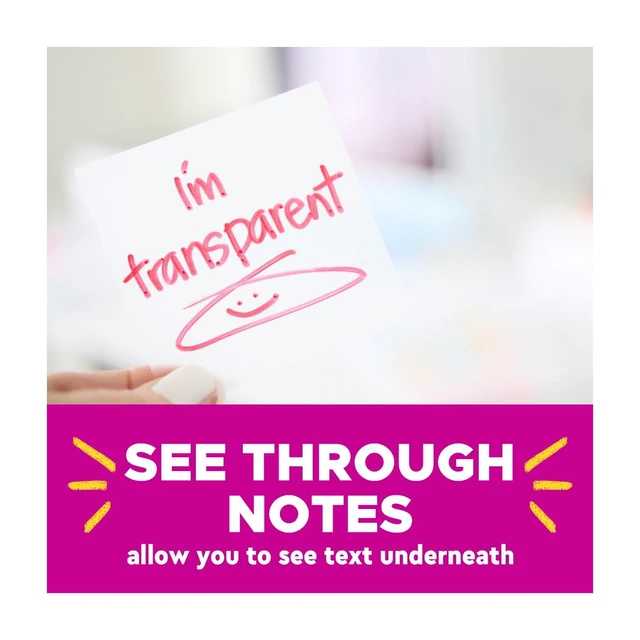 Alt view image 6 of 6 - Post-it Transparent Notes, Pink, Blue, 2 7/8 x 2 7/8 in, 2 Pads
