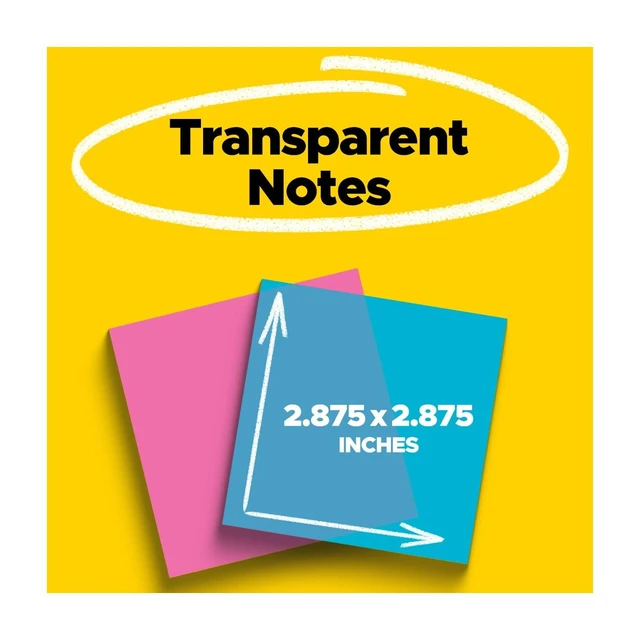 Alt view image 4 of 6 - Post-it Transparent Notes, Pink, Blue, 2 7/8 x 2 7/8 in, 2 Pads