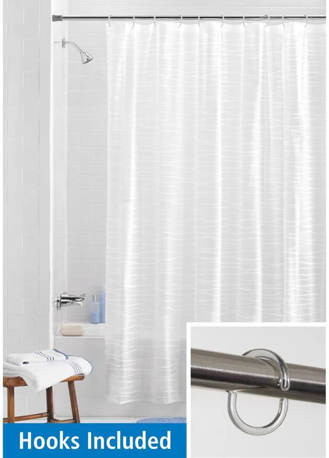 Main image of Mainstays Oasis Waterproof PEVA Shower Curtain and Hooks Set, 13-Piece, Frosted