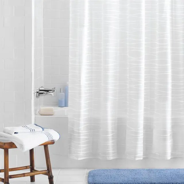 Alt view image 5 of 6 - Mainstays Oasis Waterproof PEVA Shower Curtain and Hooks Set, 13-Piece, Frosted
