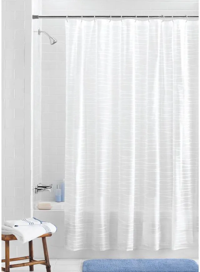 Alt view image 4 of 6 - Mainstays Oasis Waterproof PEVA Shower Curtain and Hooks Set, 13-Piece, Frosted