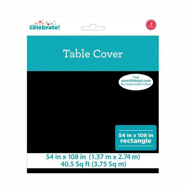 Alt view image 3 of 4 - (6 pack) Way To Celebrate Rectangular Plastic Table Cover, Black, 54 in x 108 in, 1 Count