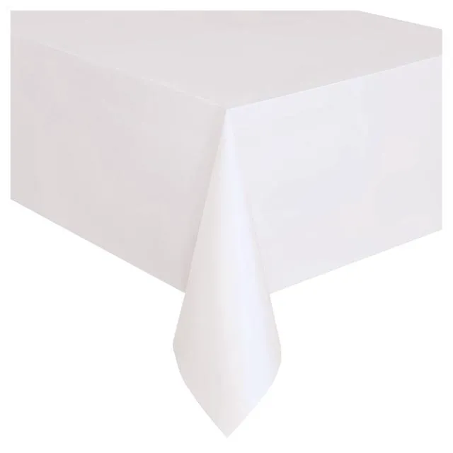 Alt view image 6 of 7 - (6 pack) 1 Count 54 IN x 108IN White Rectangular Plastic Table Covers by Way To Celebrate
