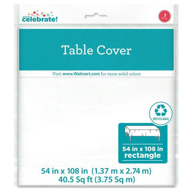 Alt view image 4 of 7 - (6 pack) 1 Count 54 IN x 108IN White Rectangular Plastic Table Covers by Way To Celebrate