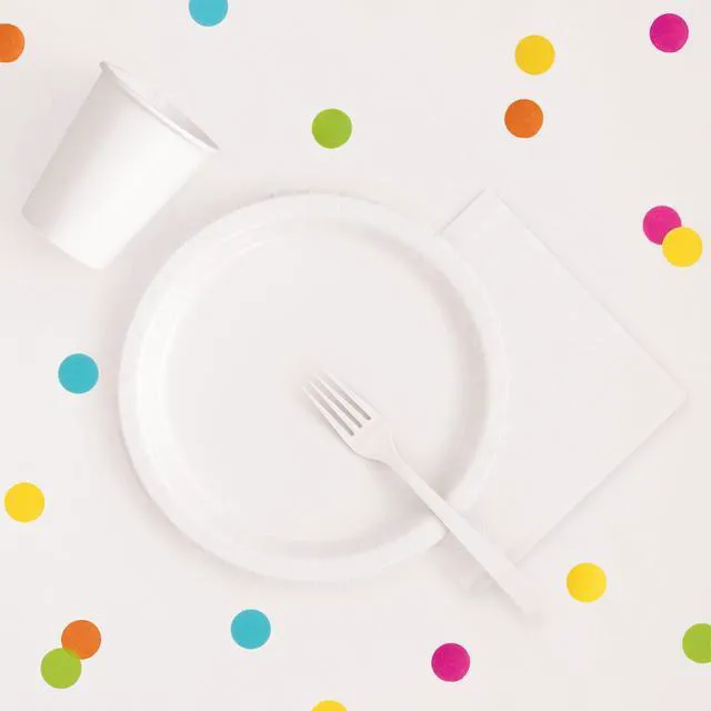 Alt view image 3 of 7 - (6 pack) 1 Count 54 IN x 108IN White Rectangular Plastic Table Covers by Way To Celebrate