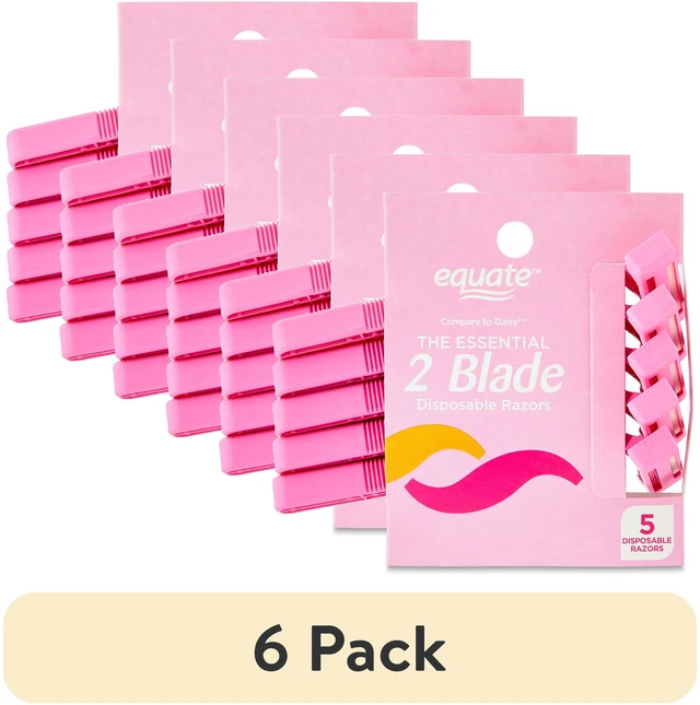 Main image of (6 pack) Equate Women's 2-Blade Disposable Razors, Pink, 5 Count