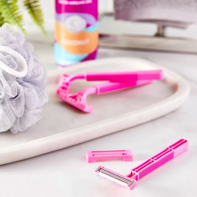 Alt view image 5 of 5 - (6 pack) Equate Women's 2-Blade Disposable Razors, Pink, 5 Count