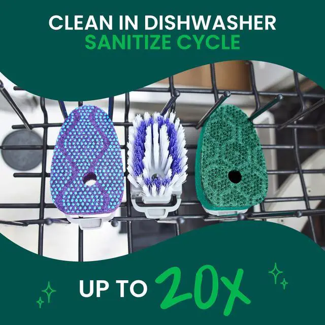 Alt view image 6 of 6 - Scotch-Brite Odor Resist Heavy Duty Soap Control Dishwand Refill Heads, Rinses Clean, 2 Pack