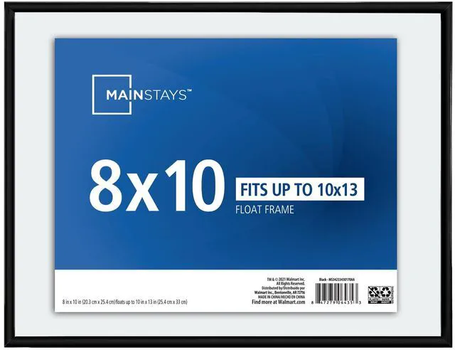 Main image of Mainstays Format Frames 10 x 13 in Black Floating Picture Frame for 8 x 10 Photo, Wall or Tabletop