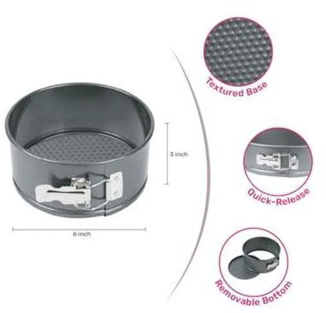 Alt view image 2 of 4 - Mainstays 6" Round Nonstick Carbon Steel Springform Cake Pan, Gray
